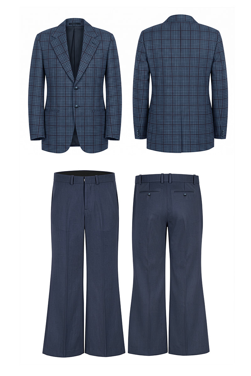 Navy Blue 50% Merino Wool Suit Trousers