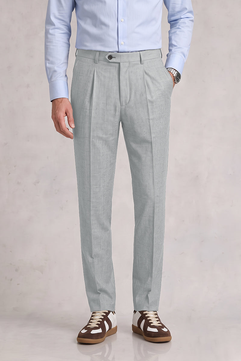 Light Gray 50% Merino Wool Suit Trousers