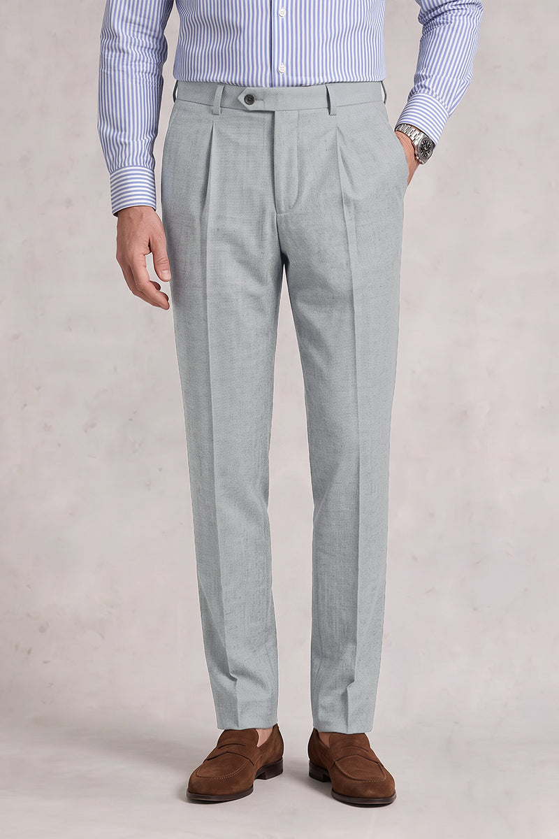 Light Gray 50% Merino Wool Suit Trousers