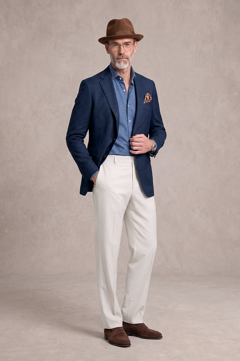Navy Blue 50% Merino Wool Suits