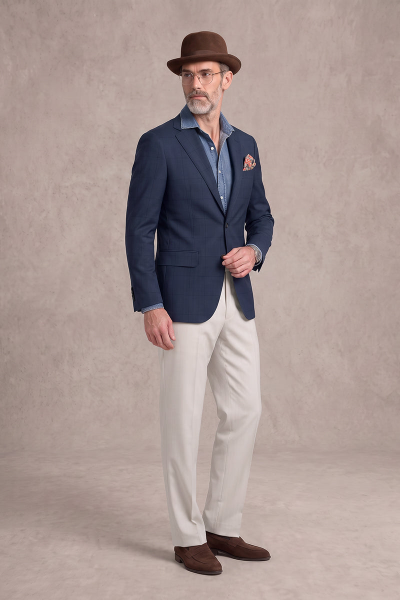 Navy Blue 50% Merino Wool Suits