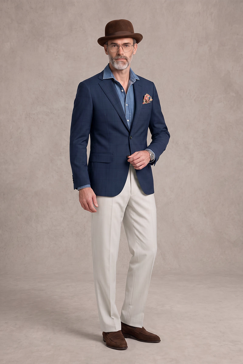 Navy Blue 50% Merino Wool Suits