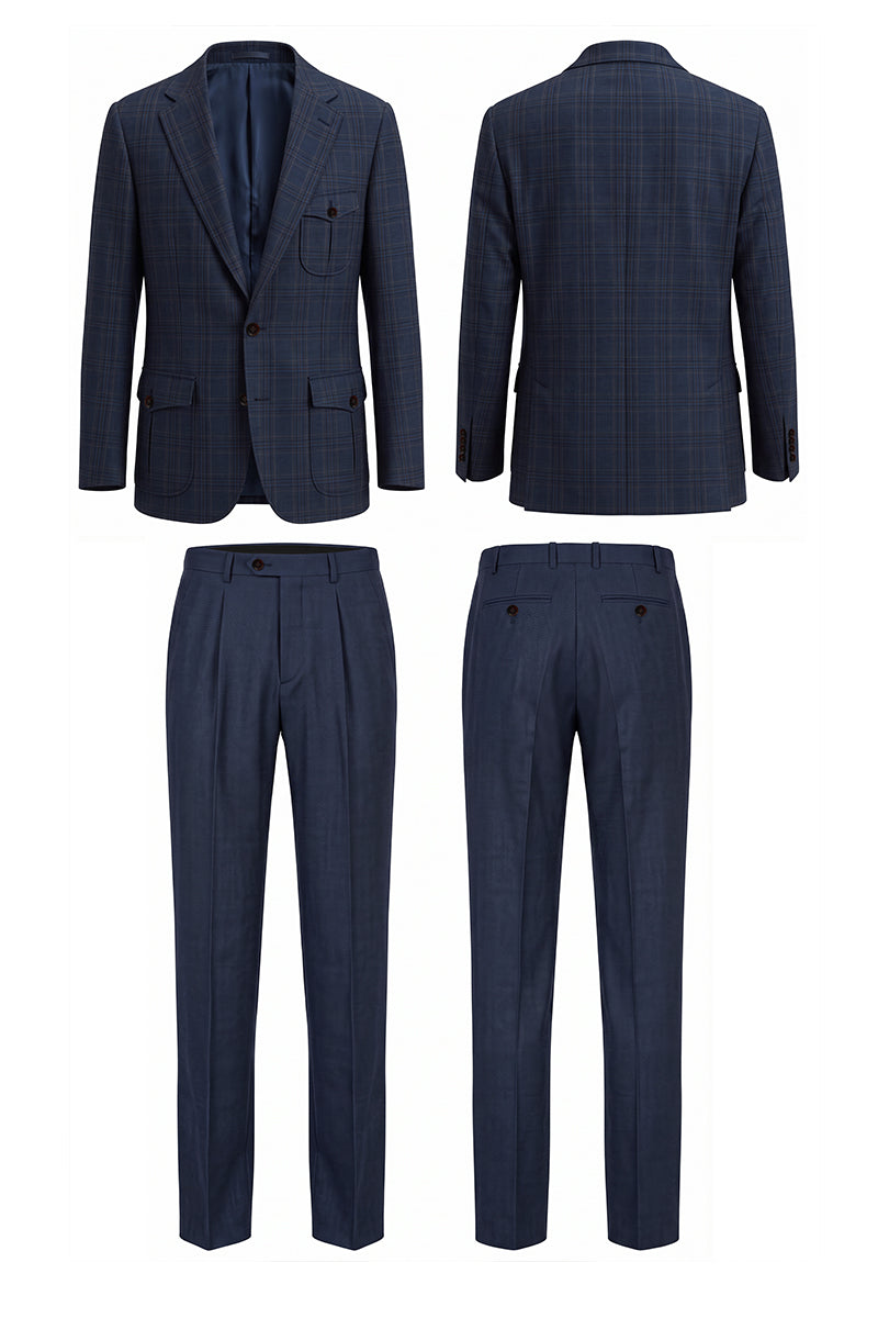 Navy Blue 50% Merino Wool Suits