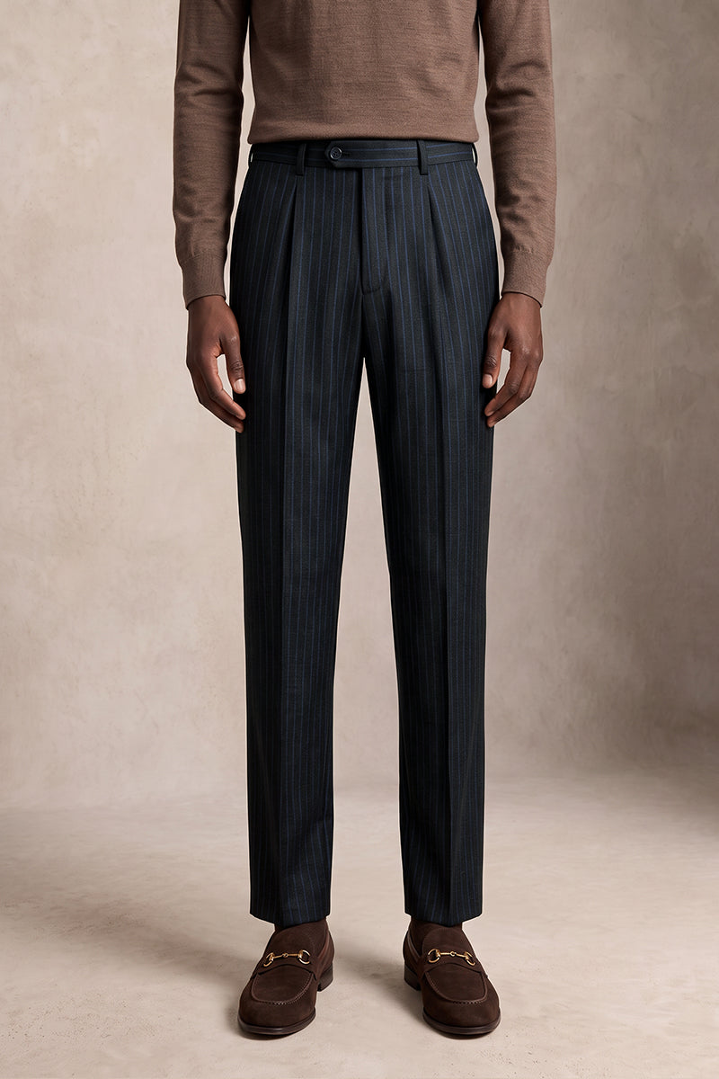Black 50% Merino Wool Suit Trousers