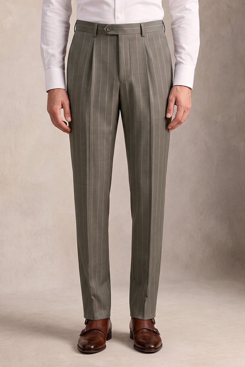 Brown 50% Merino Wool Suit Trousers