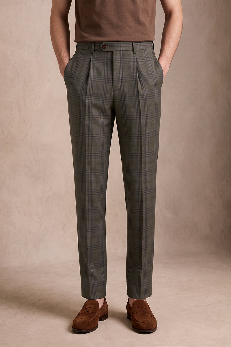 Dark Brown 50% Merino Wool Suit Trousers