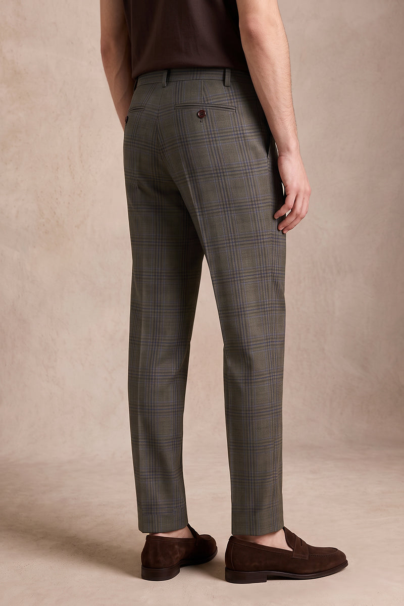 Dark Brown 50% Merino Wool Suit Trousers