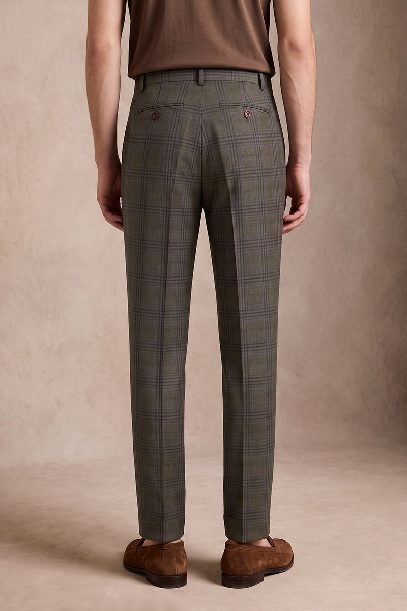 Dark Brown 50% Merino Wool Suit Trousers