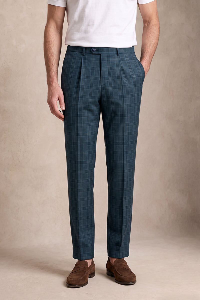 Navy Blue 50% Merino Wool Suit Trousers