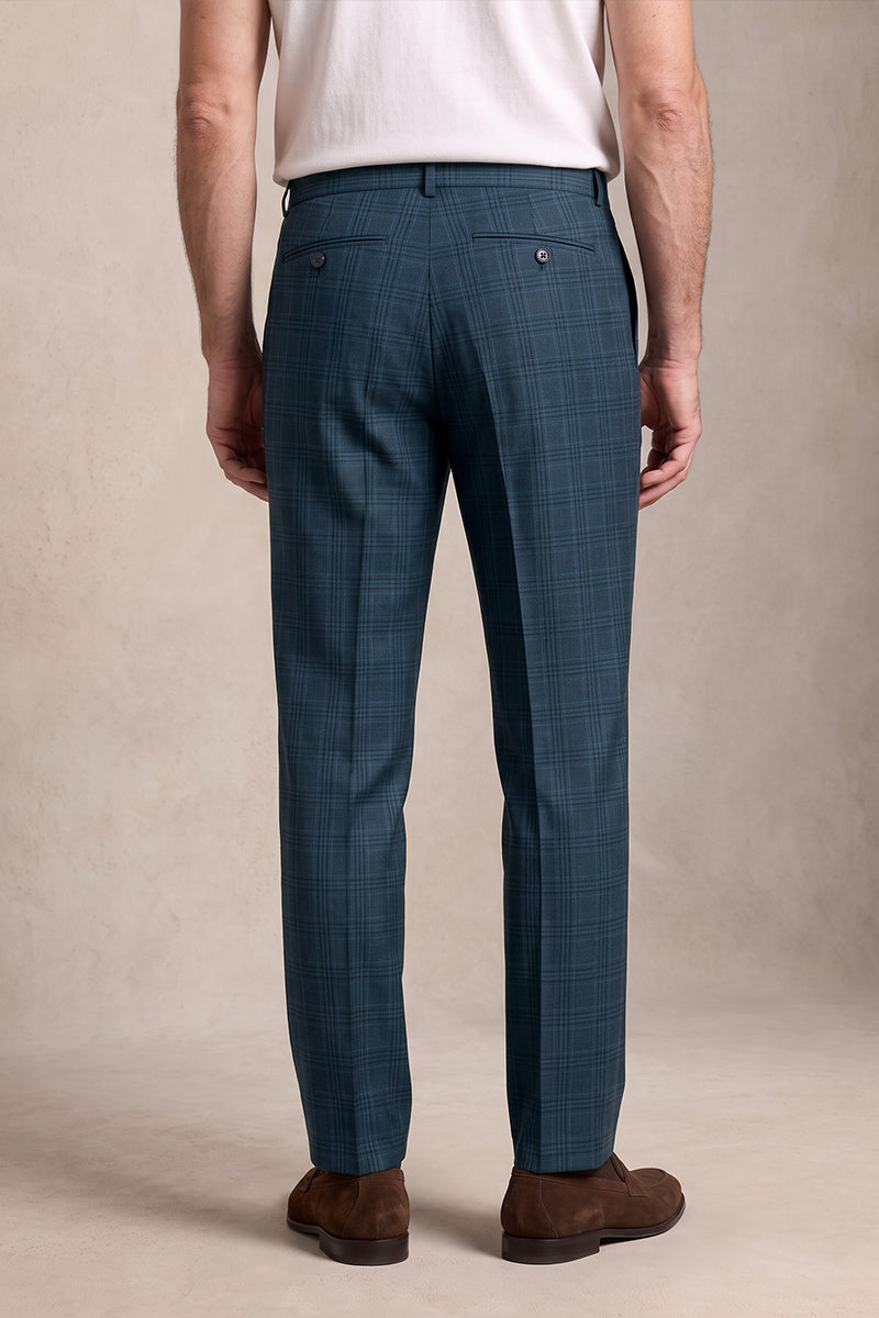 Navy Blue 50% Merino Wool Suit Trousers