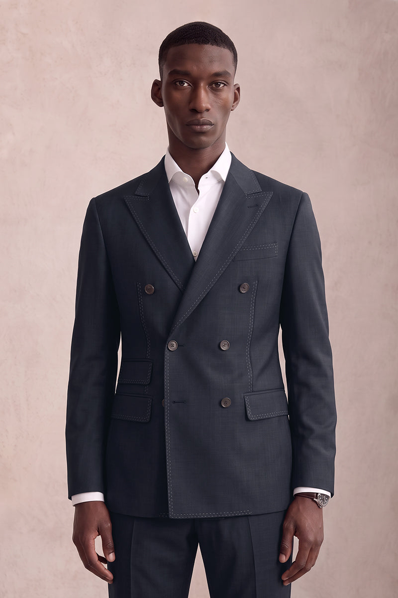 Navy Blue 50% Merino Wool Suits