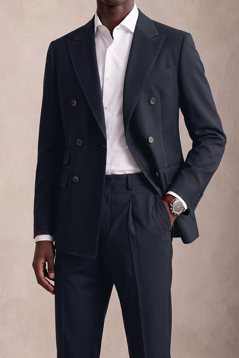Navy Blue 50% Merino Wool Suits