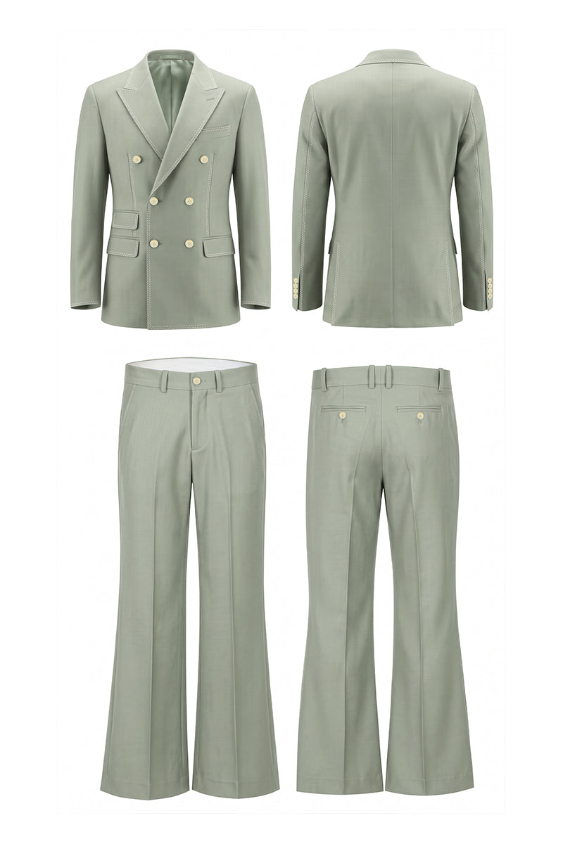Green 50% Merino Wool Suits