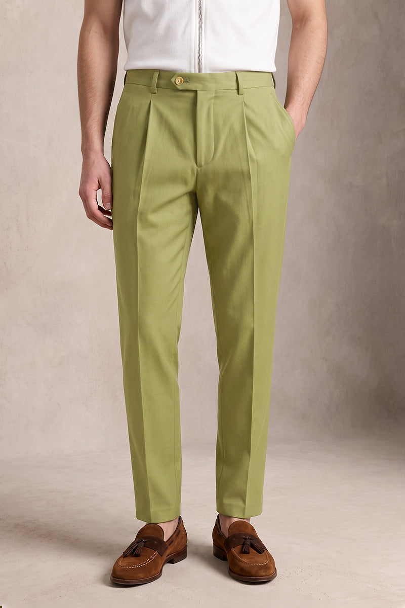 Green 50% Merino Wool Suit Trousers