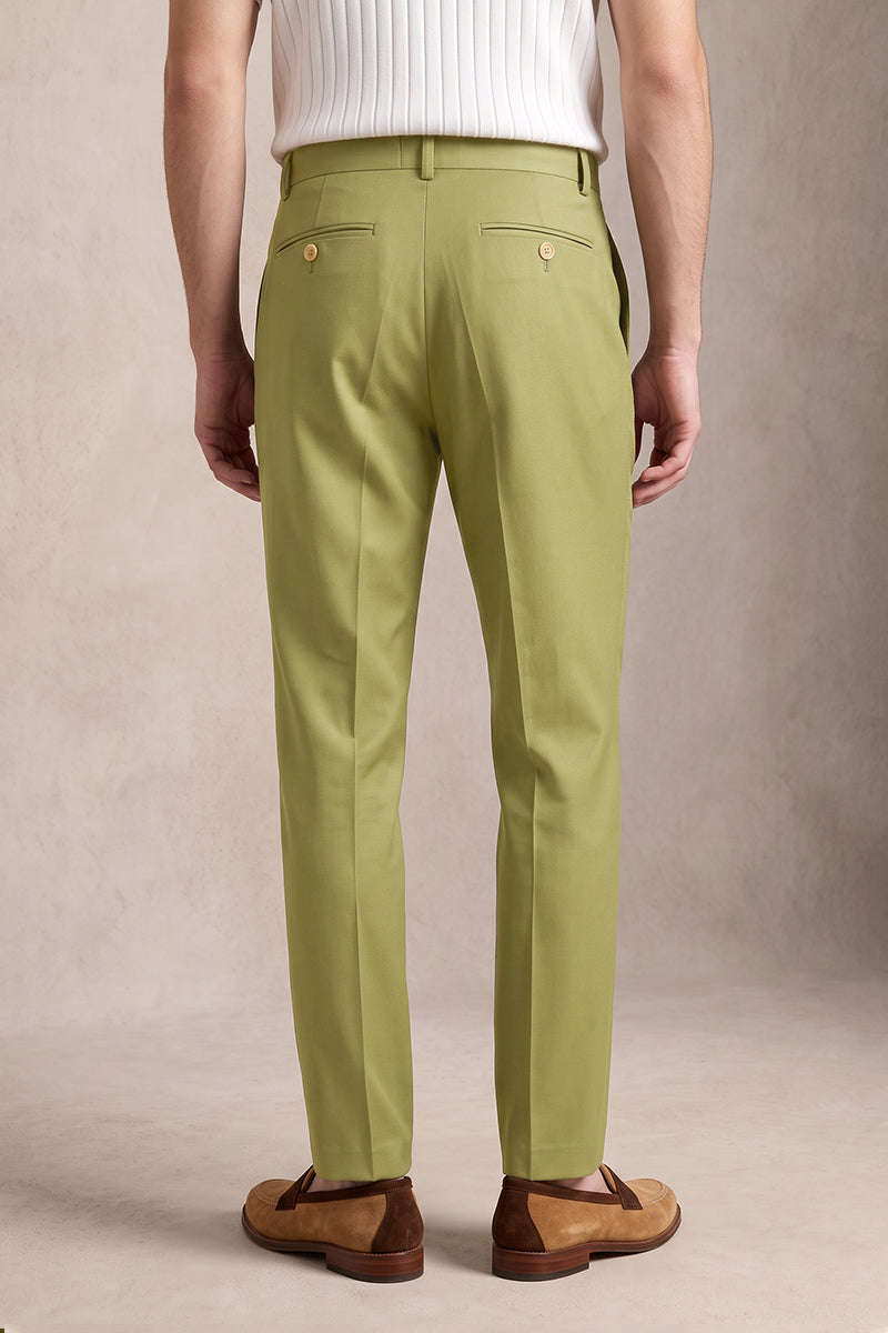 Green 50% Merino Wool Suit Trousers