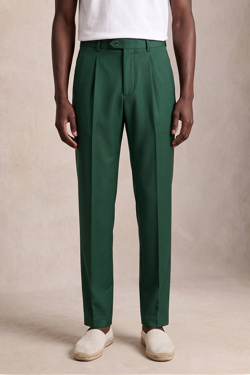 Forest Green 50% Merino Wool Suit Trousers