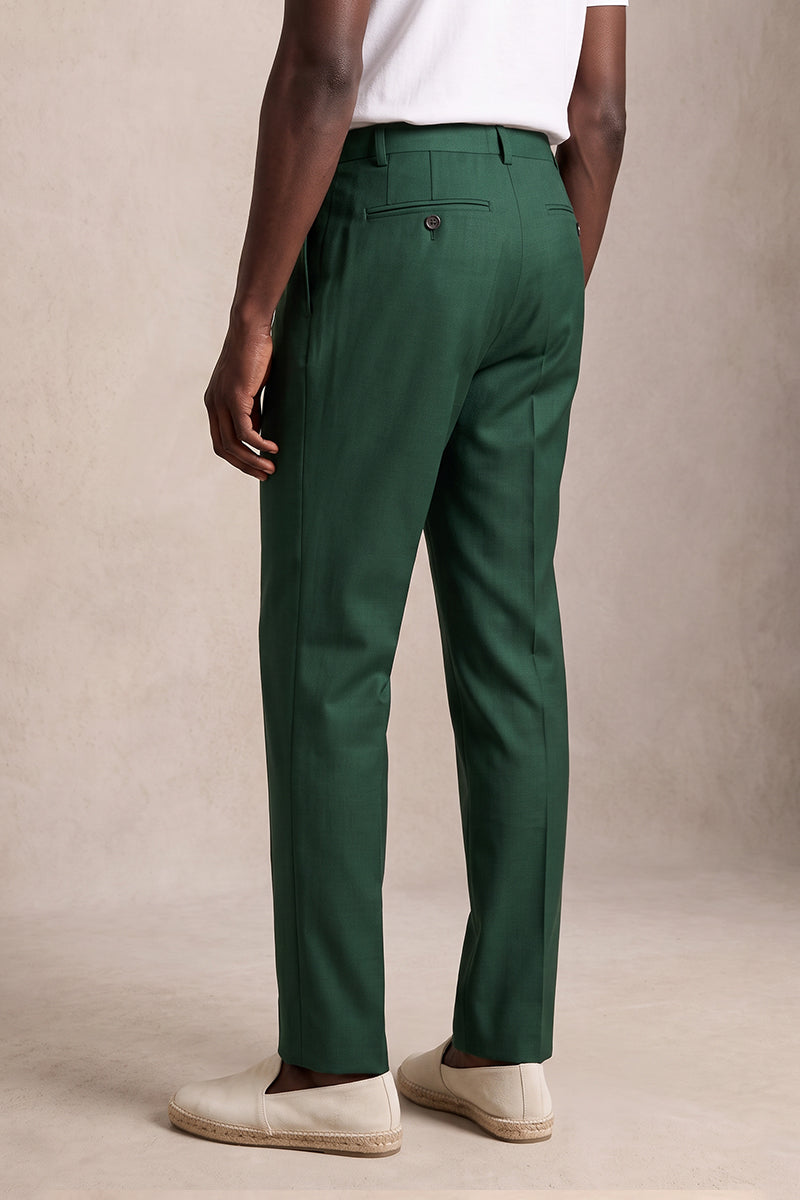 Forest Green 50% Merino Wool Suit Trousers
