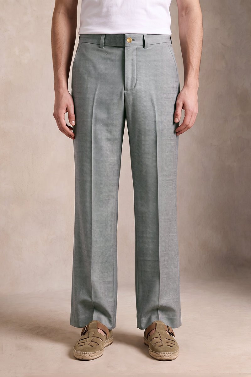 Gray 50% Merino Wool Suit Trousers