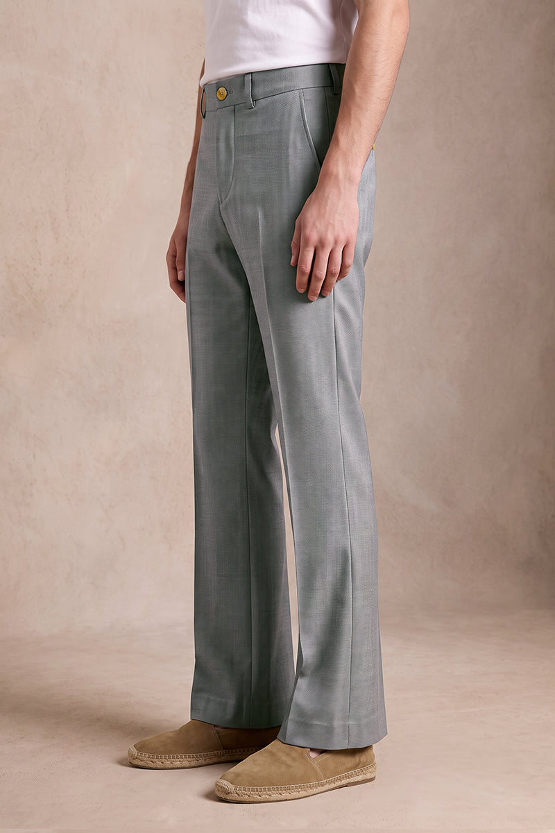 Gray 50% Merino Wool Suit Trousers