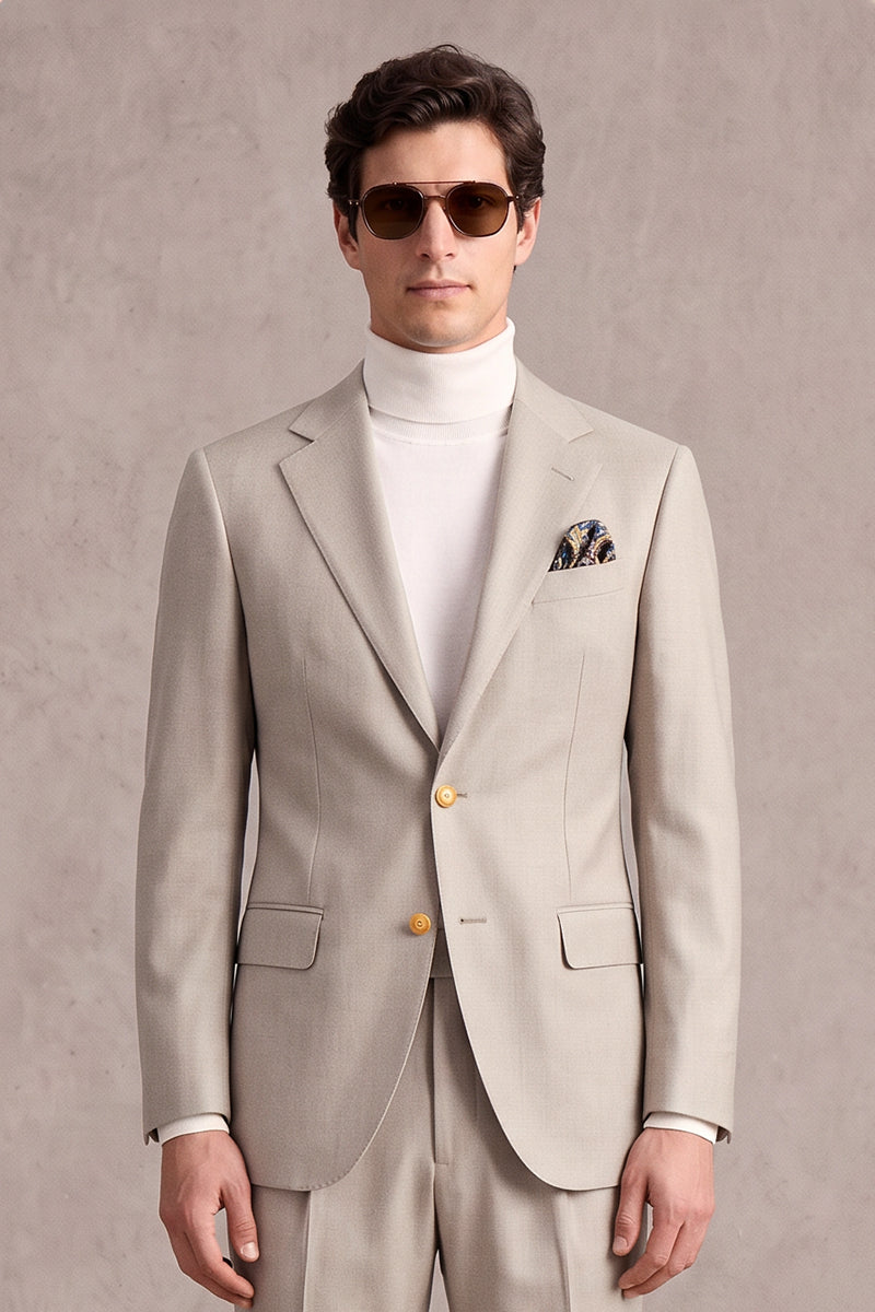 Beige 70% Merino Wool Suits