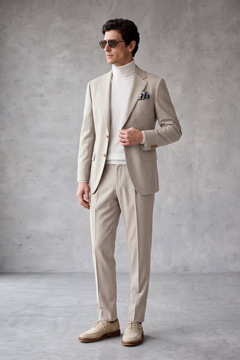 Beige 70% Merino Wool Suits