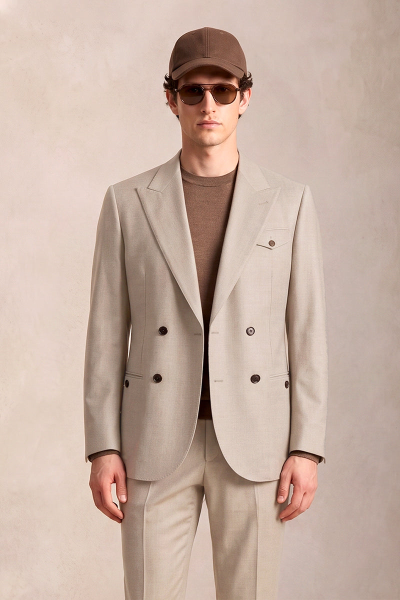 Beige 70% Merino Wool Suits