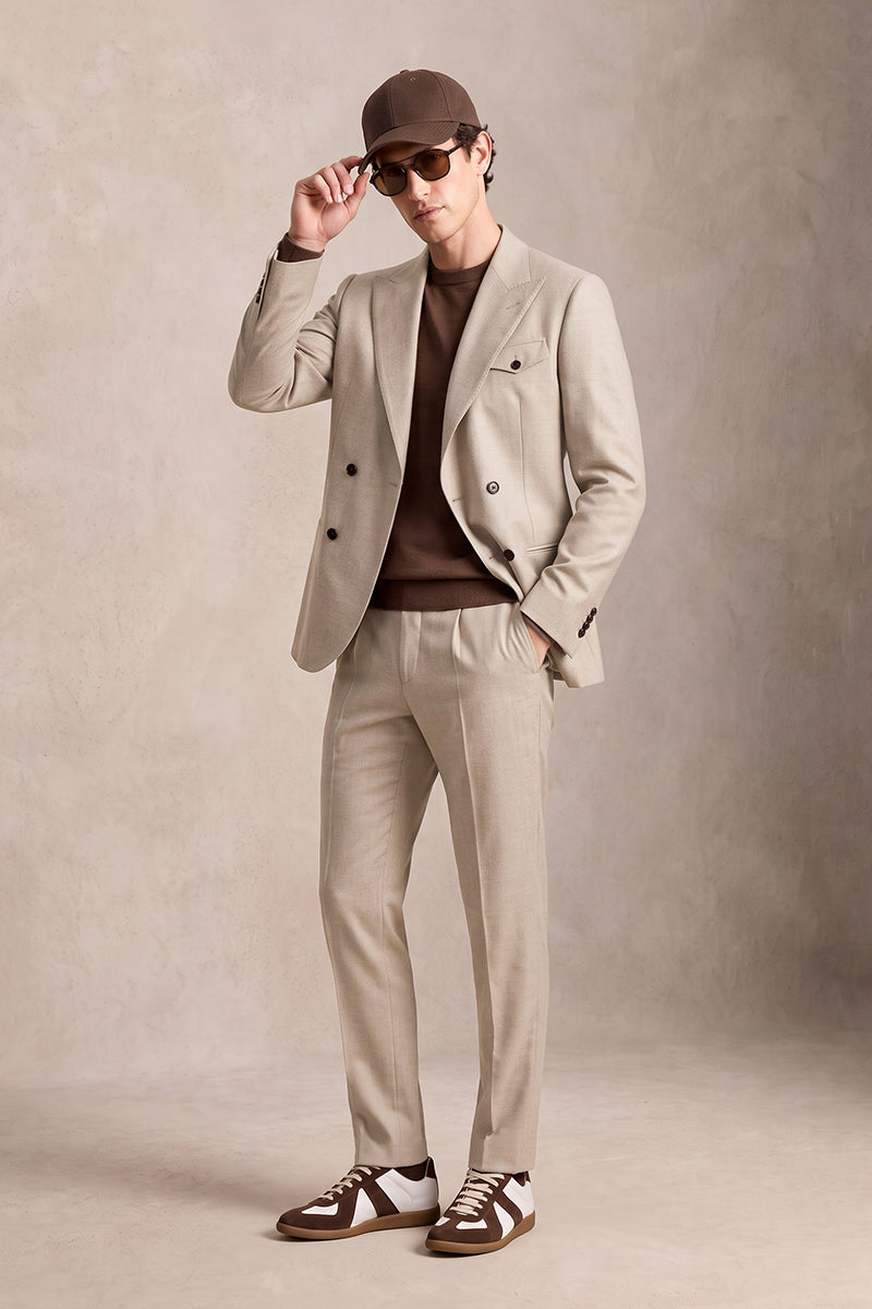 Beige 70% Merino Wool Suits