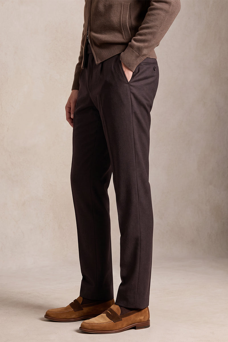 Burgundy 70% Merino Wool Suit Trousers