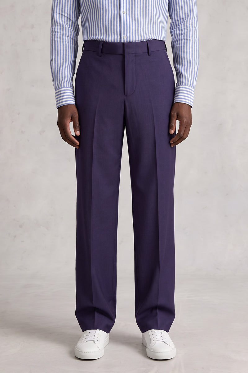 Deep Purple 50% Merino Wool Suit Trousers