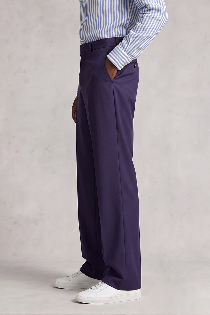 Deep Purple 50% Merino Wool Suit Trousers
