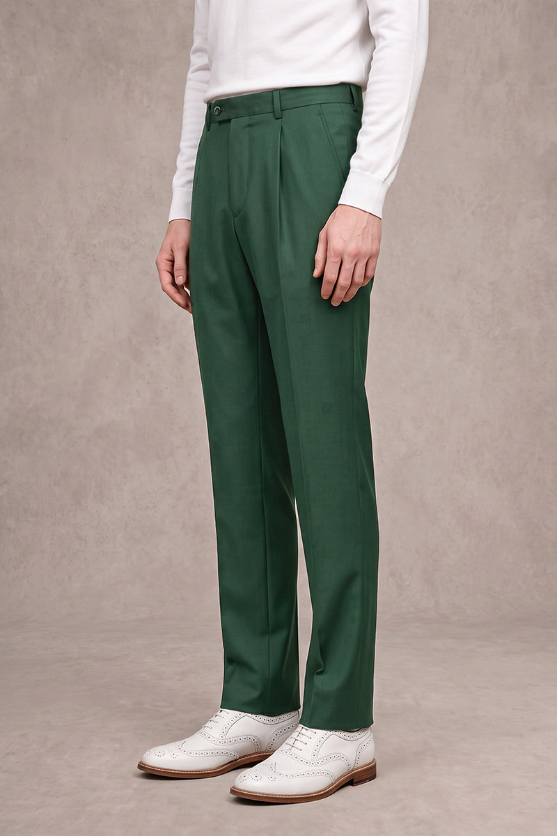 Green 50% Merino Wool Suit Trousers