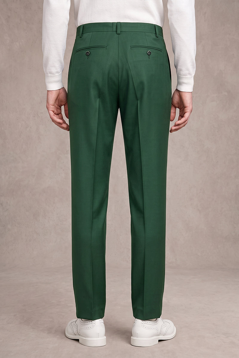 Green 50% Merino Wool Suit Trousers