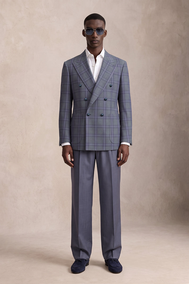Gray Purple 50% Merino Wool Suits