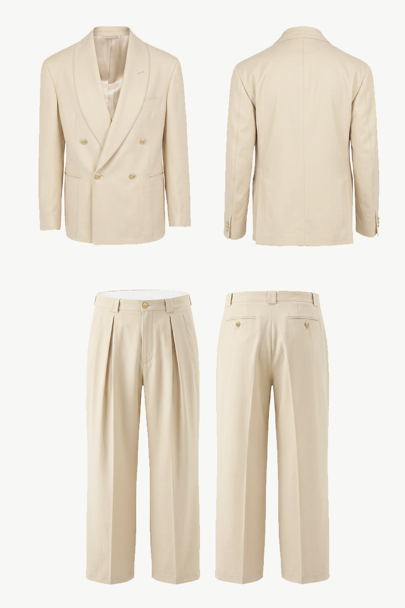 Beige 50% Merino Wool Suits