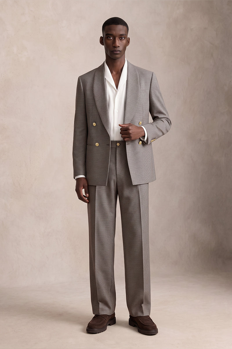 Gray Brown 100% Merino Wool Suits