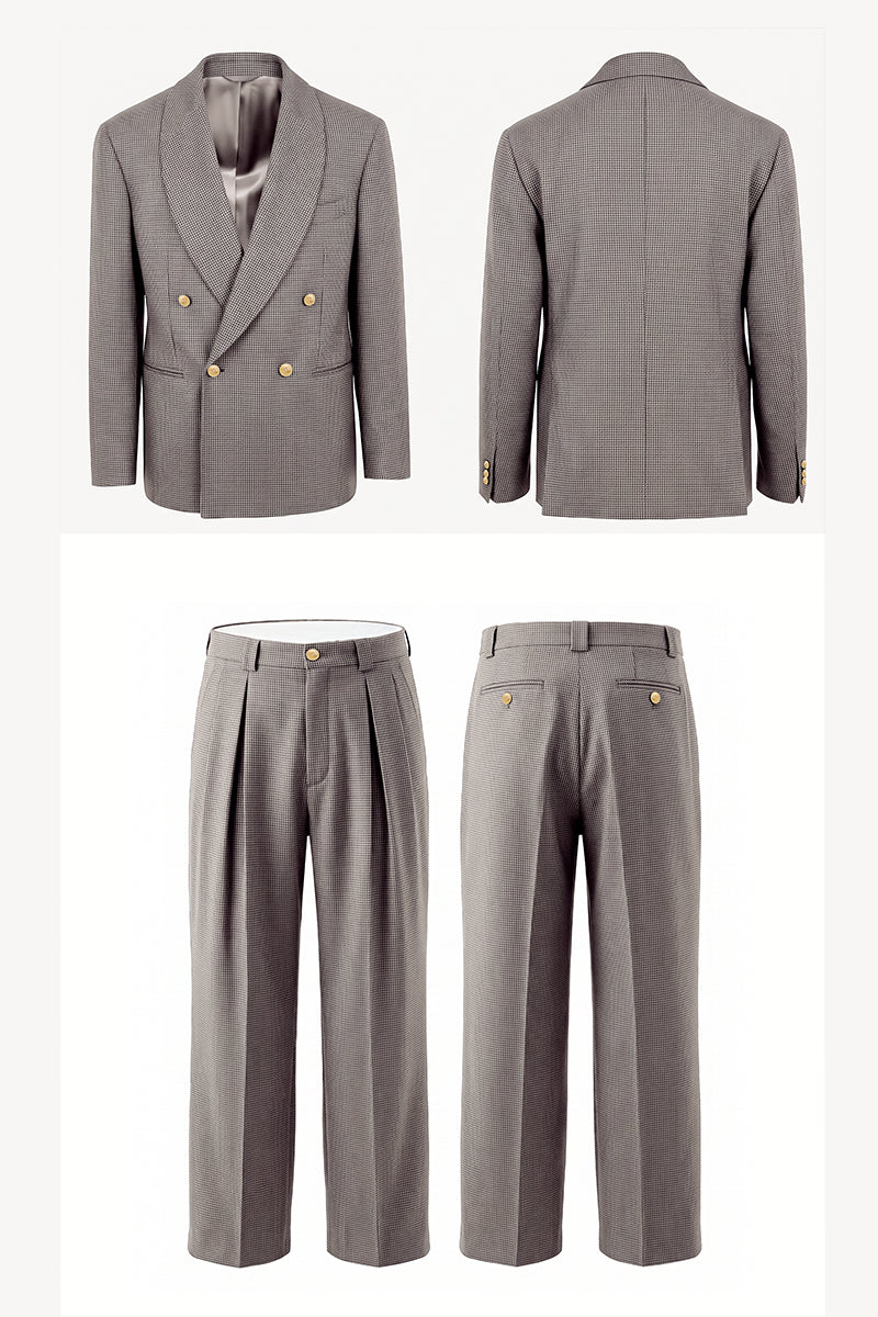 Gray Brown 100% Merino Wool Suits
