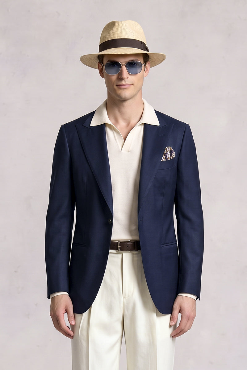 Navy Blue 50% Merino Wool Blazers