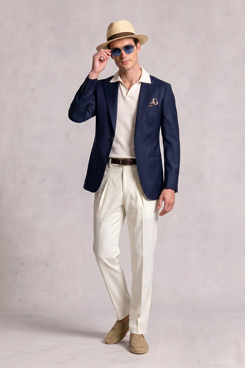 Navy Blue 50% Merino Wool Blazers