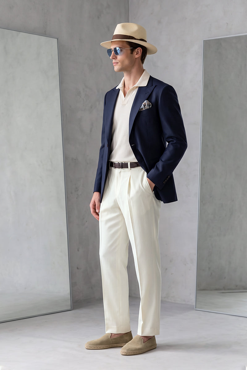 Navy Blue 50% Merino Wool Blazers