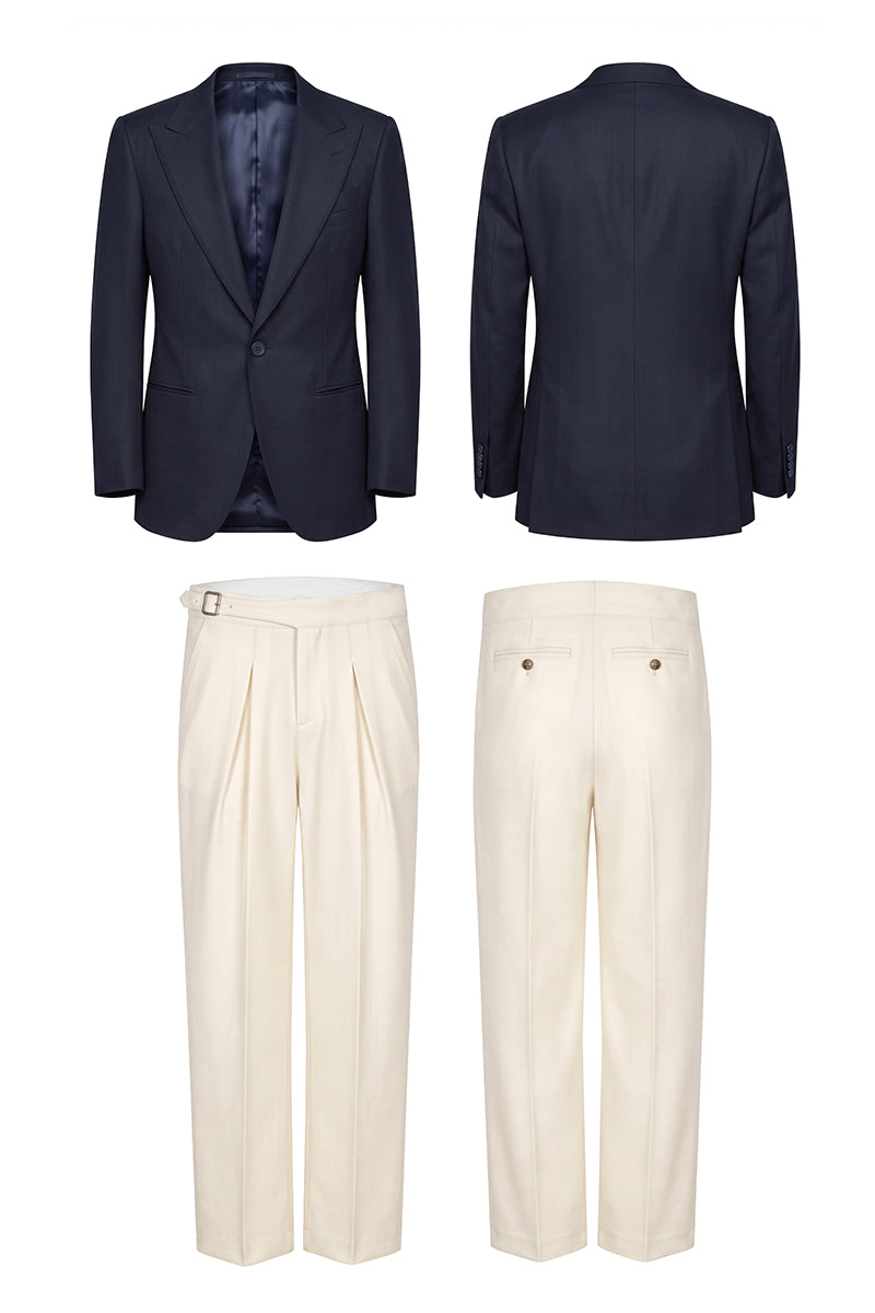 Navy Blue 50% Merino Wool Blazers