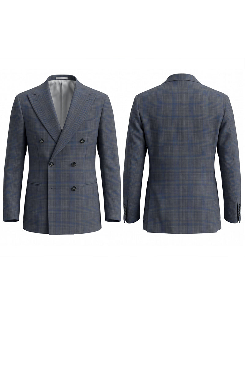 Gray Blue 52% Merino Wool Blazers