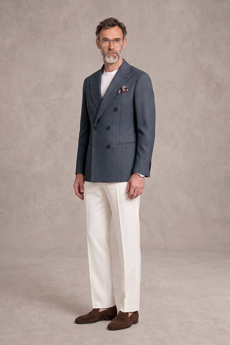 Gray Blue 52% Merino Wool Blazers