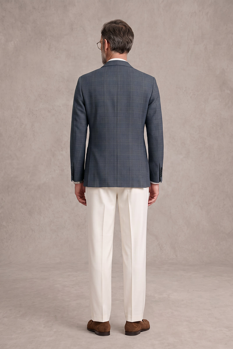 Gray Blue 52% Merino Wool Blazers