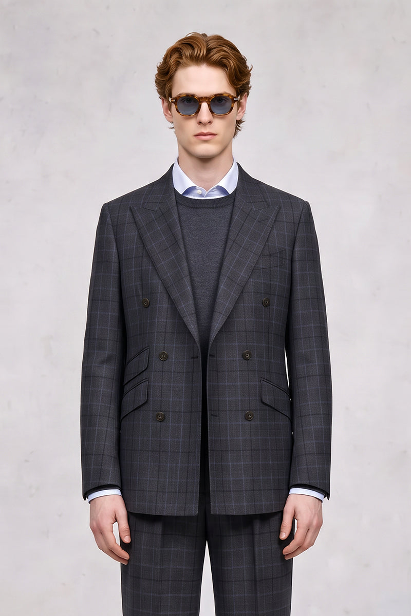 Black Blue 50% Merino Wool Suits