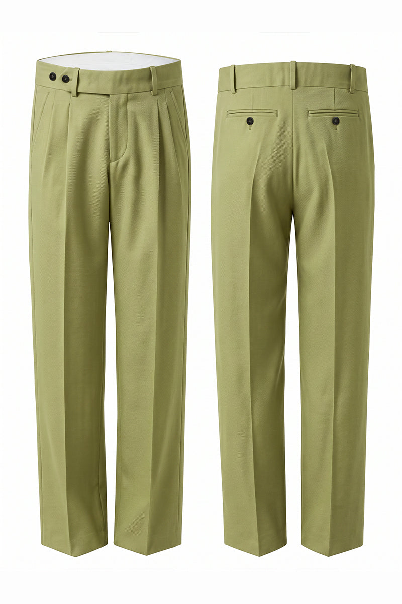 Green 50% Merino Wool Suit Trousers