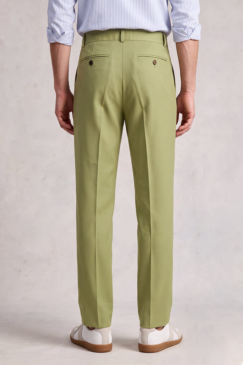 Green 50% Merino Wool Suit Trousers