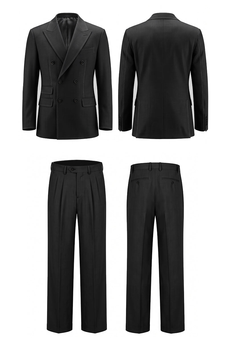 Black 100% Merino Wool Suits