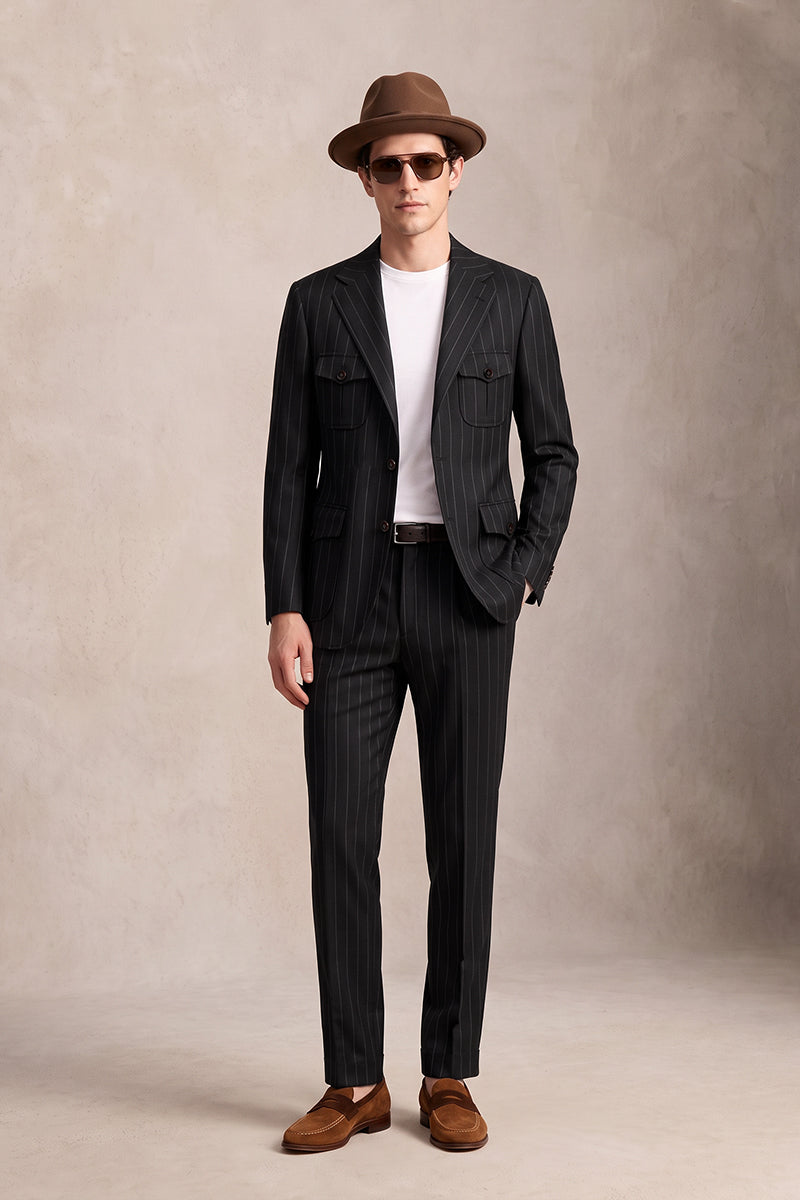 Black 100% Merino Wool Suits