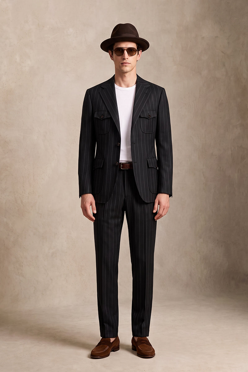 Black 100% Merino Wool Suits