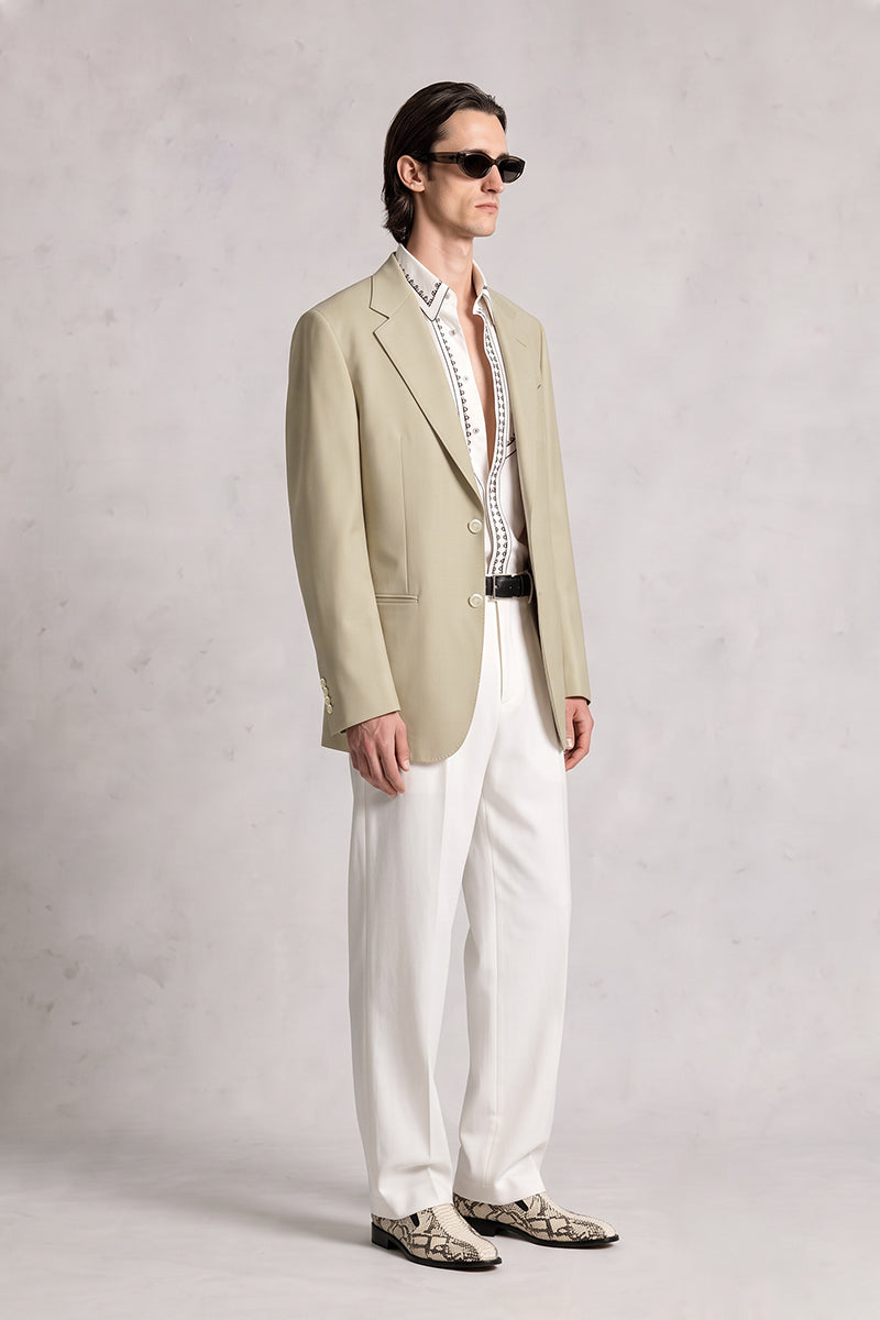 Khaki 100% Merino Wool Blazers